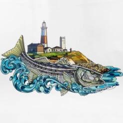 J&H Tackle Montauk Lighthouse Reusable Shopping Bag -Fishing Gear Store image 1489