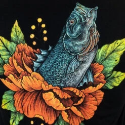 J&H Tackle Striped Bass Flower T-Shirt -Fishing Gear Store image 1604