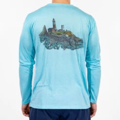 J&H Tackle Montauk Lighthouse Performance Long Sleeve T-Shirt -Fishing Gear Store image 1750